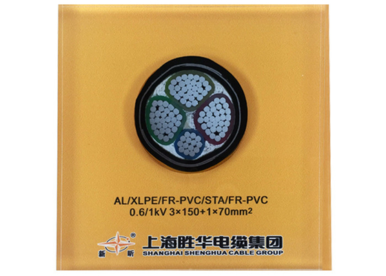จีน 0.6 / 1kV 3x150 + 1x70 mm2 YJLV22 สายเคเบิลหุ้มเกราะไฟฟ้า AL / XLPE / STA / พีวีซีสายไฟอะลูมิเนียม ผู้ผลิต
