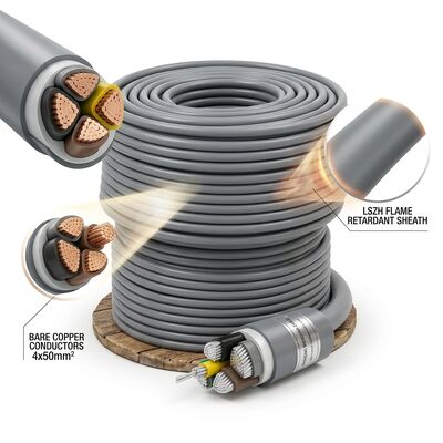 LSZH สายไฟประปา PVC ไฮโลเจนระดับลดควัน 0 0.6 / 1kV 4 หลัก 4x50mm2 ปลอดภัยจากไฟ ผู้จัดหา
