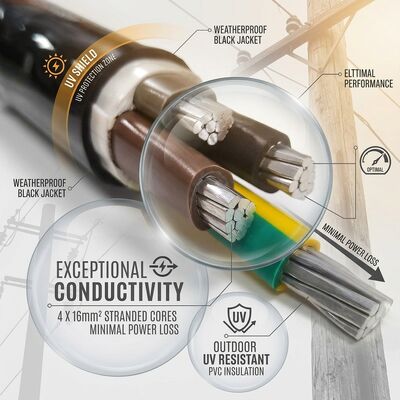 NYY 4x50mm2 Weather Resistant PVC Insulated Cable Aerial Installation 0.6/1kV IEC60502 ผู้จัดหา