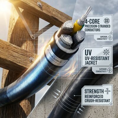 ABC 4x35mm2 UV Stabilized PVC Insulated Aerial Bundled Cable Overhead 0.6/1kV IEC60502 ผู้จัดหา