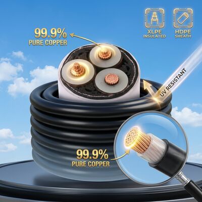 สายเคเบิลหุ้มฉนวน XLPE ทน UV สำหรับสายอากาศแบบรวมเหนือศีรษะ 0.6/1kV ผู้จัดหา